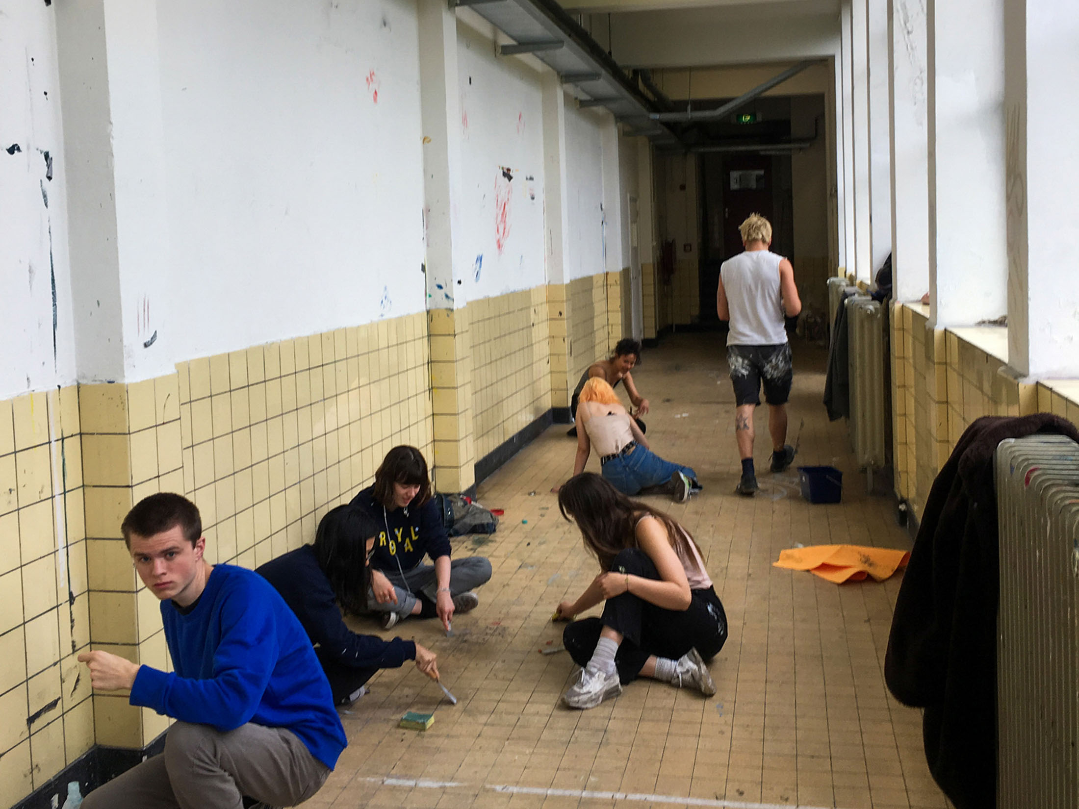 students student paint clean up